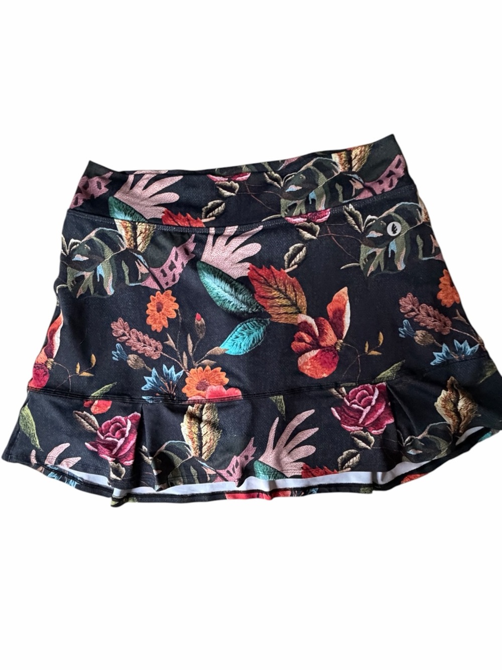 Dona Jo Black Floral Tennis Skort with Ball Pockets XL